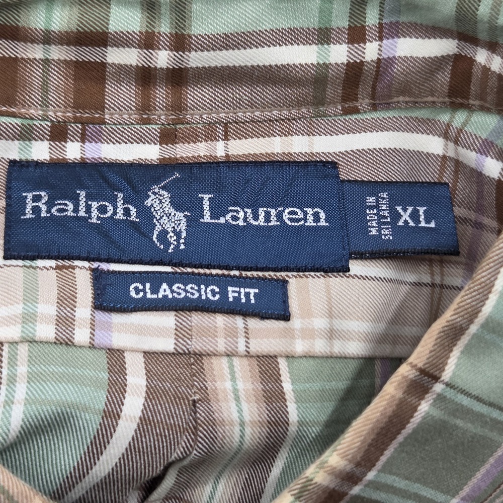 VINTAGE Polo Ralph Lauren Shirt Button Down Men XL Plaid Long Sleeve Classic Fit - Picture 6 of 9